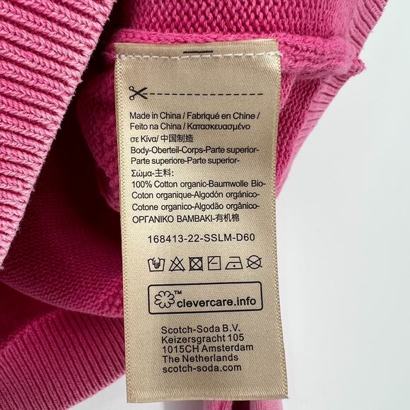 Scotch & Soda Sweater Womens M Pink‎ Palm Tree Feminine Bohemian Knit Organic - Picture 6 of 10